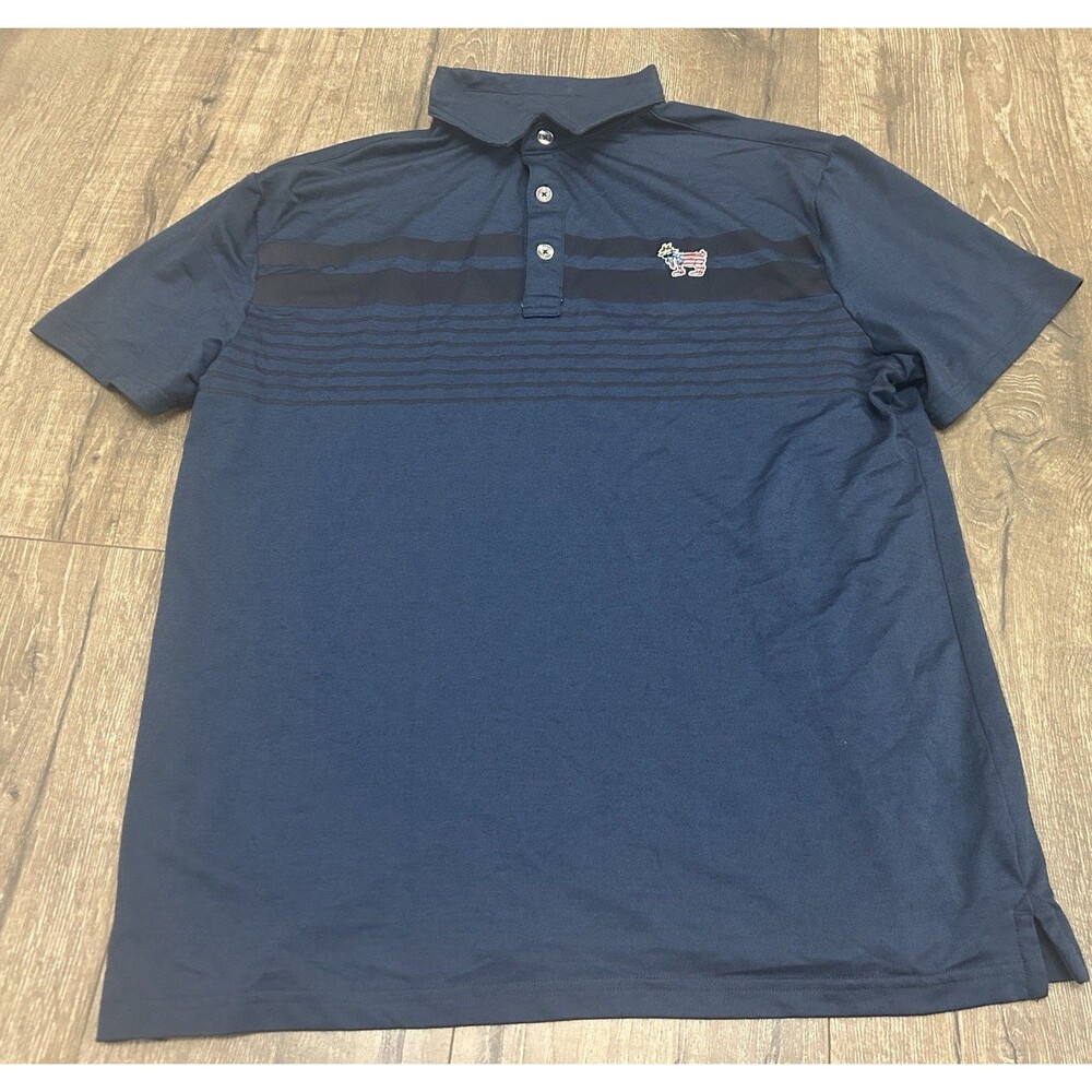 Goat USA Polo Shirt Men's Blue Performance Golf Stretch Logo Size Medium